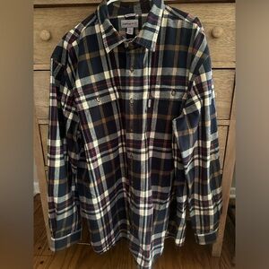 Mens Carhartt Original Fit Flannel Blue Plaid Shirt Jacket Sz 2XL Tall